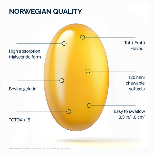 Omega-3 Çocuklar için Çiğnenebilir Kapsüller Vitamin D ve Balık Jelatini ile